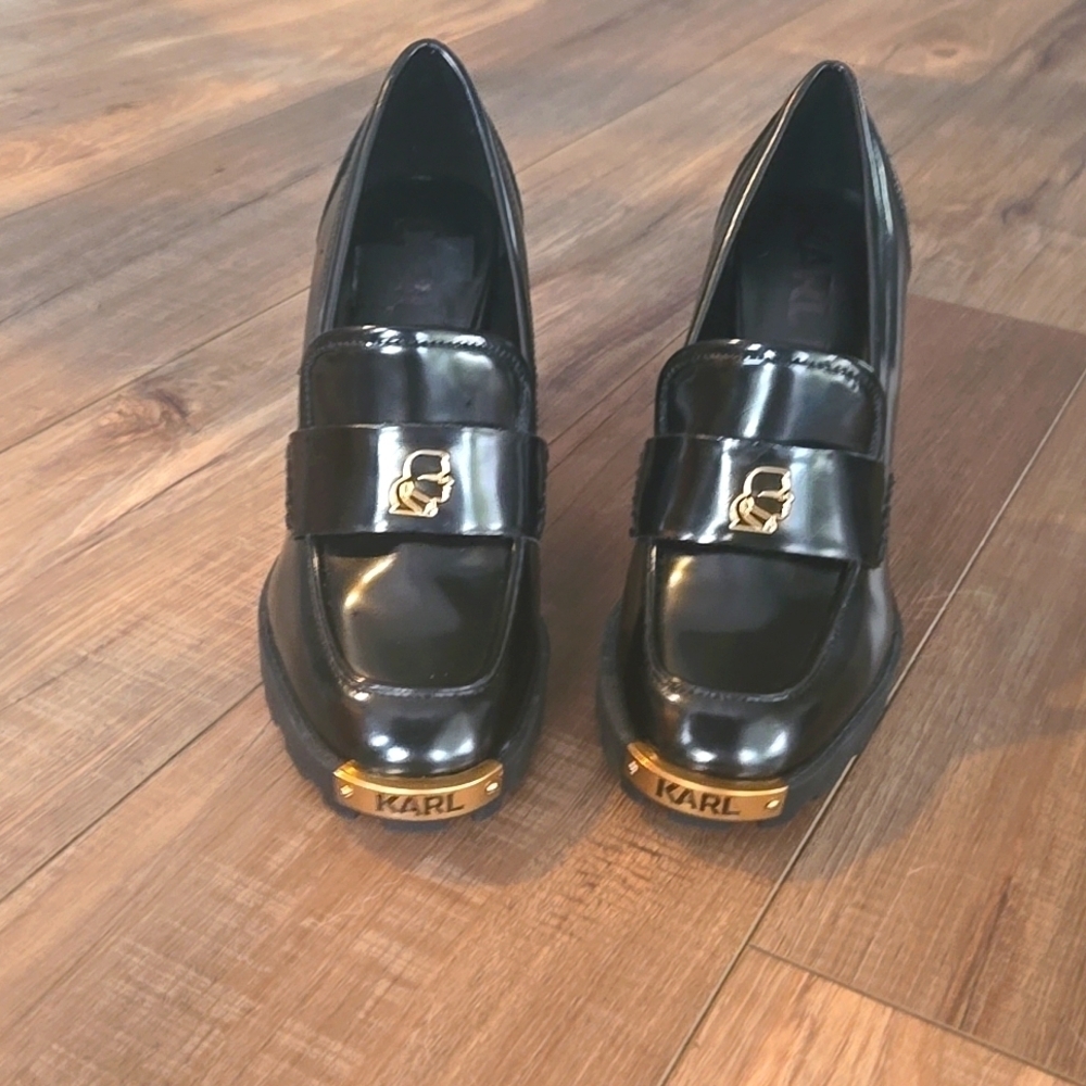 Karl Lagerfeld Shoes Women’s 8M Black Virna Pumps High Heel Gold Embelli… - Picture 3 of 16